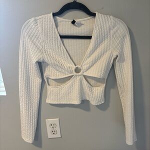 H&M white cut out long sleeve